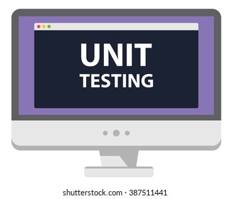 Web development illustration computer display unit testing isolated on white
