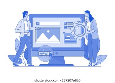 Web Development Illustration concept on white background