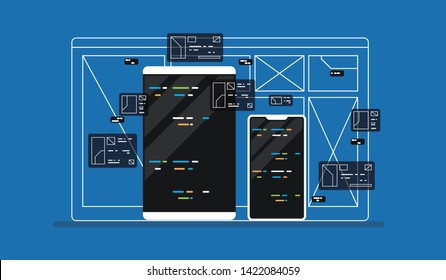 Web development illustration. programming crossplatforn. Creative template for web and print.