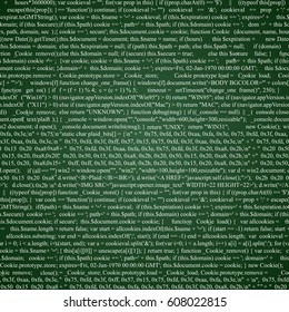 web development javascript code on a green chalkboard for the background. Vector illustration.
