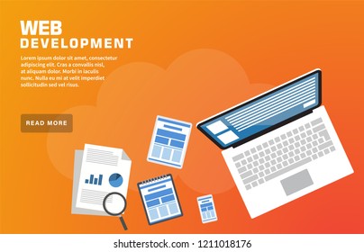 Web Development Landing Page Template, Vector, EPS 10