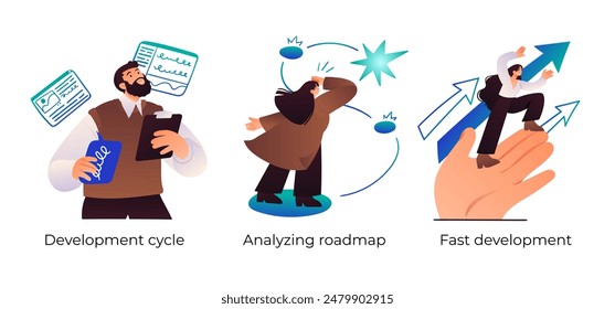 Web Development Life Cycle- set of business concept illustrations. Visual stories collection