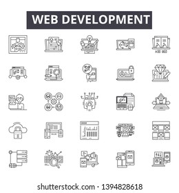 Web development line icon signs.  Linear vector outline illustration set concept.