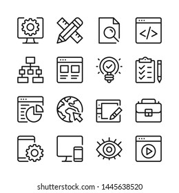 Web development line icons set. Modern linear graphic design concepts, simple outline elements collection. Vector line icons