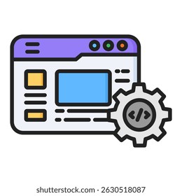 Ícone de cor linear de desenvolvimento para Web. Design de ícone de vetor simples em estilo de cor linear. Formato de vetor editável