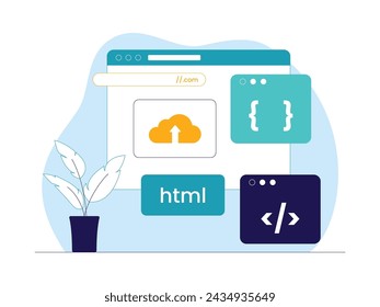 Desarrollo web para facilitar el trabajo de los desarrolladores, ilustración vectorial.