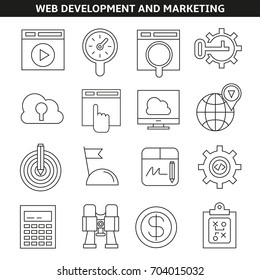 web development and marketing icons in line style