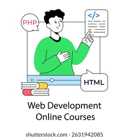 Web development online course illustration in flat design