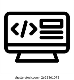 Web Development Outline Icon. Simple Vector Illustration on White Background