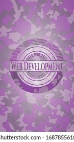 Web Development pink on camouflage pattern. Vector Illustration. Detailed.