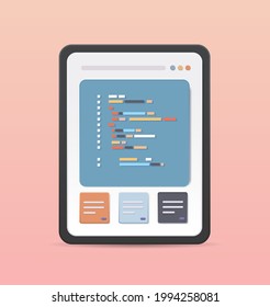 web development programmer engineering coding website on tablet pc screen programming software application design