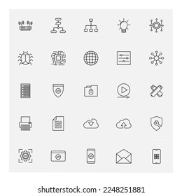 Web Development Programmer outline icon set. Online coding vector icons illustration.