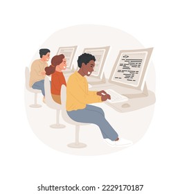 Web development and programming languages basics isolated cartoon vector illustration. Technology education, high school curriculum, computer lab, data engineering student vector cartoon.