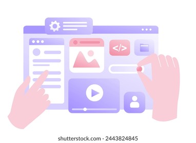 Web development. programming languages. css, html, it, ui. programmer cartoon character developing website, coding. flat vector illustration banner for website