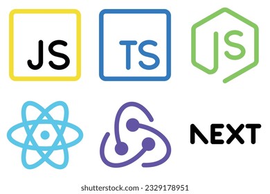 Web development programming languages and frameworks logos