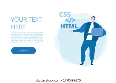Web development, software, HTML, CSS, Vector illustration for web banner, infographics, mobile. 