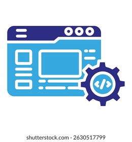 Web development solid dual color icon. Simple vector icon design in solid color style. Editable vector format