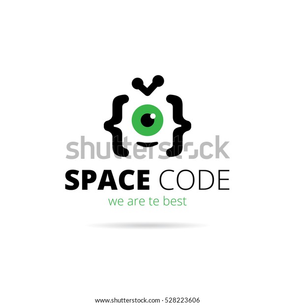 ウェブ開発スタジオのロゴ エイリアンのマスコット符号化ベクターロゴタイプ のベクター画像素材 ロイヤリティフリー