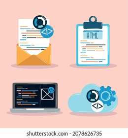 web development vector icons set