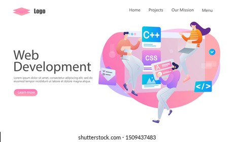Web Development Vector Illustration Concept, Suitable for web landing page, ui, mobile app, editorial design, flyer, banner, and other related occasion