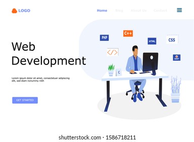 Web Development Vector Illustration Concept, Suitable for web landing page, ui, mobile app, editorial design, flyer, banner, and other related occasion
