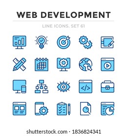 Web development vector line icons set. Thin line design. Outline graphic elements, simple stroke symbols. Web development icons