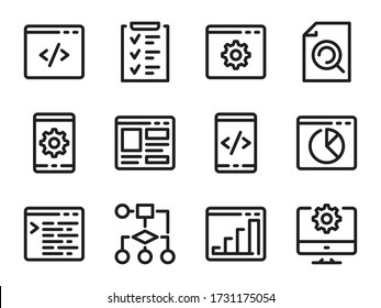 Web Development vector outline icons. Website Maintenance line icon collection. Editable stroke.