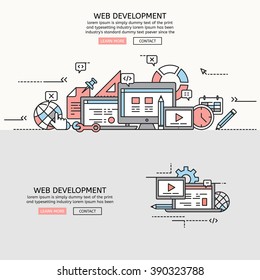 Web development for website banner and landing page , Flat line design for website element , eps10 vector format