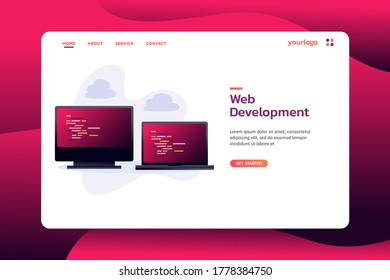 Web Development Website template design. Modern vector illustration concept of web page design for website and mobile website development. Easy to edit and customize.