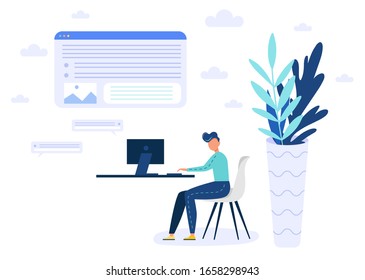 Desarrollo web, trabajo en sitio web, concepto de programación y diseño. 