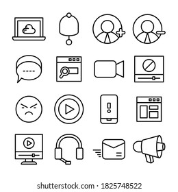 web and device line  icons vector