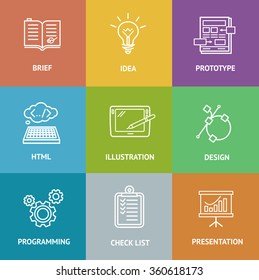 Web Dewelopment  Colorful Icon Set. Vector illustration