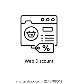 Web Discount vector outline icon for web isolated on white background EPS 10 file