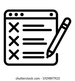 Web to do list icon. Outline web to do list vector icon for web design isolated on white background