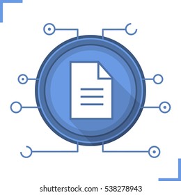 Web document flat design long shadow icon. Digital file. Vector silhouette symbol