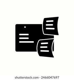web document icon, isolated black style icon illustration
