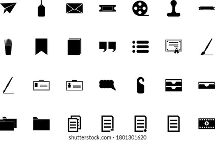 Web documents black color set solid style