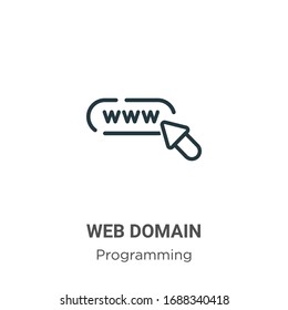 Vektorillustration-Symbol für Webdomänen. Dünnlinienschwarze Web-Domain-Symbol, einfache flache Vektorillustration-Elementgrafik aus bearbeitbarem Programmierkonzept einzeln auf weißem Hintergrund