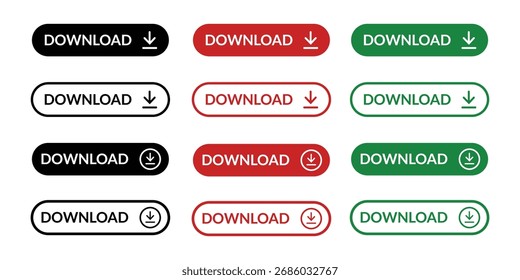 Web Download Buttons Collection Set