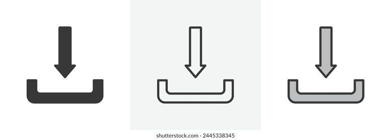 Web Download and Digital File Icon Set. Arrow Button for Online Access.