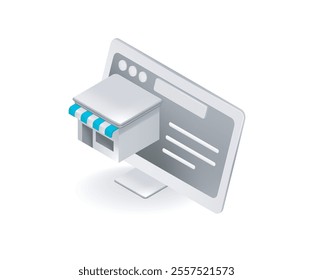 Web e commerce page on computer screen