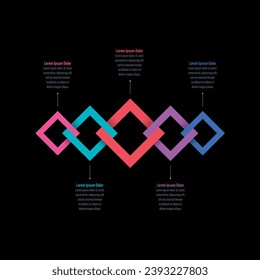 web, education, magazine, internet, magazine, annual report information template. intertwined colored squares infographic template. five options infographic template set