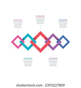 web, education, magazine, internet, magazine, annual report information template. intertwined colored squares infographic template. five steps infographic template set