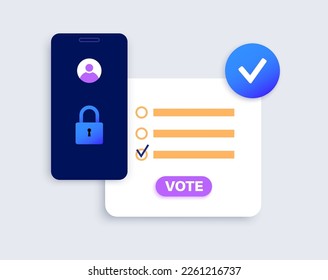 Web election, people choose the president, members of parliament or congressmen from candidats online. Electoral system in representative democracy country. Digital ballot flat vector illustration