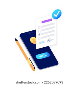 Web election, people choose the president, members of parliament or congressmen from candidats online. Electoral system in representative democracy country. Digital ballot flat vector illustration