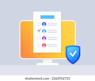 Web election, people choose the president, members of parliament or congressmen from candidats online. Electoral system in representative democracy country. Digital ballot flat vector illustration