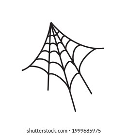 Web element, hand-drawn, isolated on a white background. Drawing of a web. For Halloween, nets, traps and dangers, scary, spider-like. Vector.