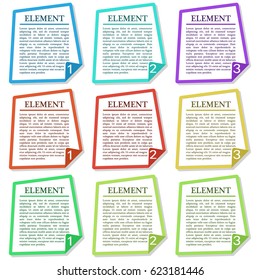 Web elements, banners, 3 steps in various colors