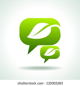 Web elements, chat bubbles with leaves, vector