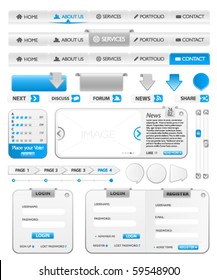 Web elements collection 2 with silver and blue color